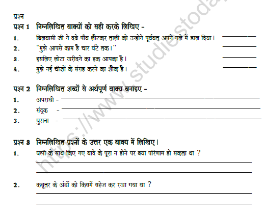 CBSE Class 8 Hindi Sample Paper Set W